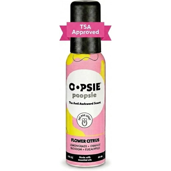 Toilet spray, travel essential, each bottle up to 300 uses, portable bathroom odor eliminator, contains essential oils, approved size, floral citrus scent 1 pack, 2 fluid ounces