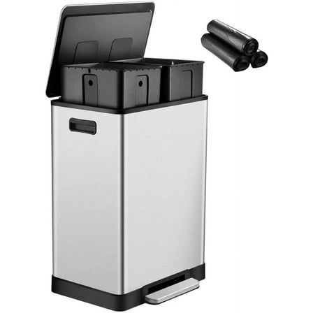 ToiletTree Products 16 Gal Stainless Steel 2 Compartment Trash Bin