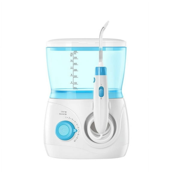 ToiletTree Products Children's Countertop Water Flosser - High-Quality Dental Oral Irrigator for Kids - BPA-Free Dental Water Flosser with 600mL Capacity and Adjustable Water Pressure - Blue