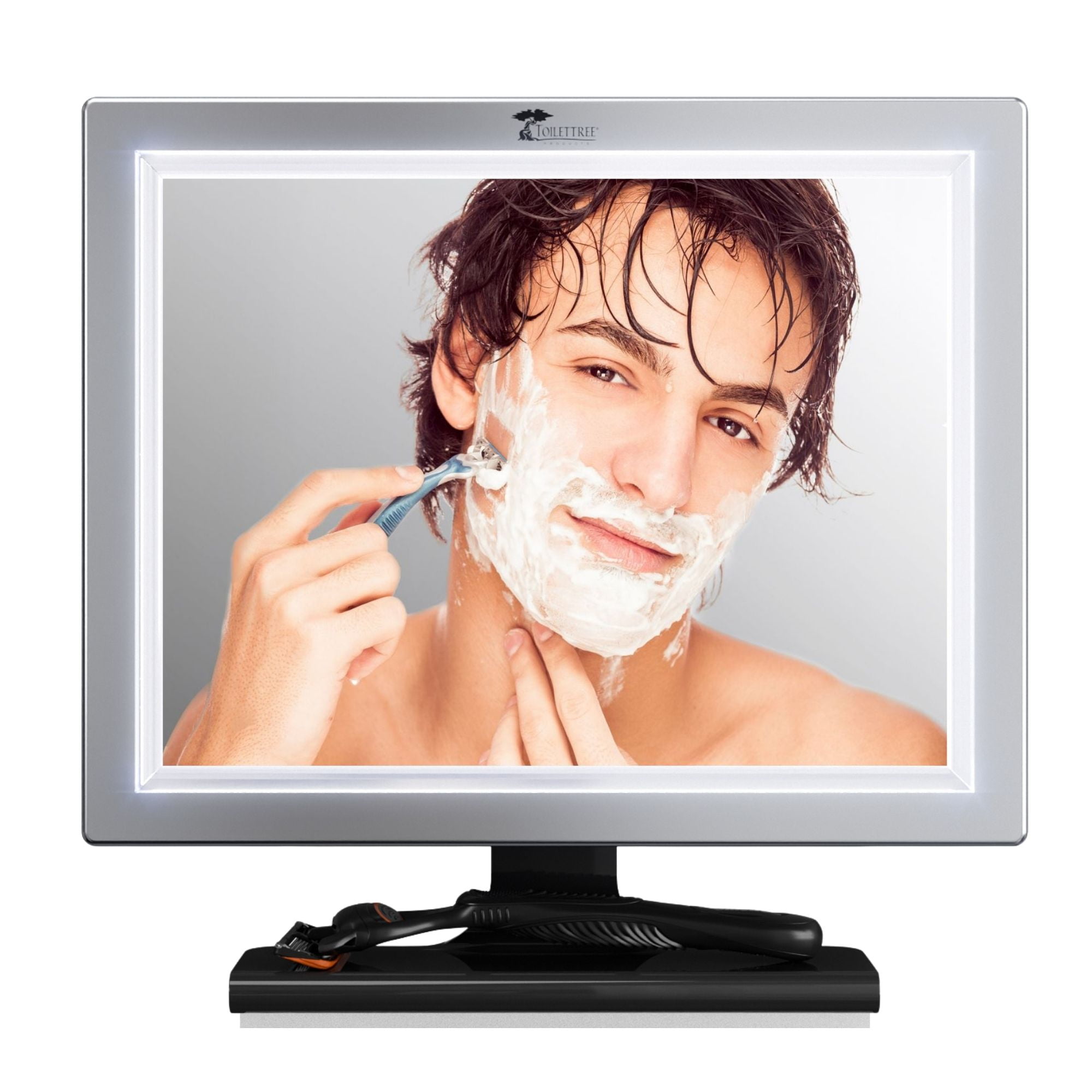 ToiletTree Products LED Fogless Shower Mirror with Squeegee Anti-fog Shaving Mirror