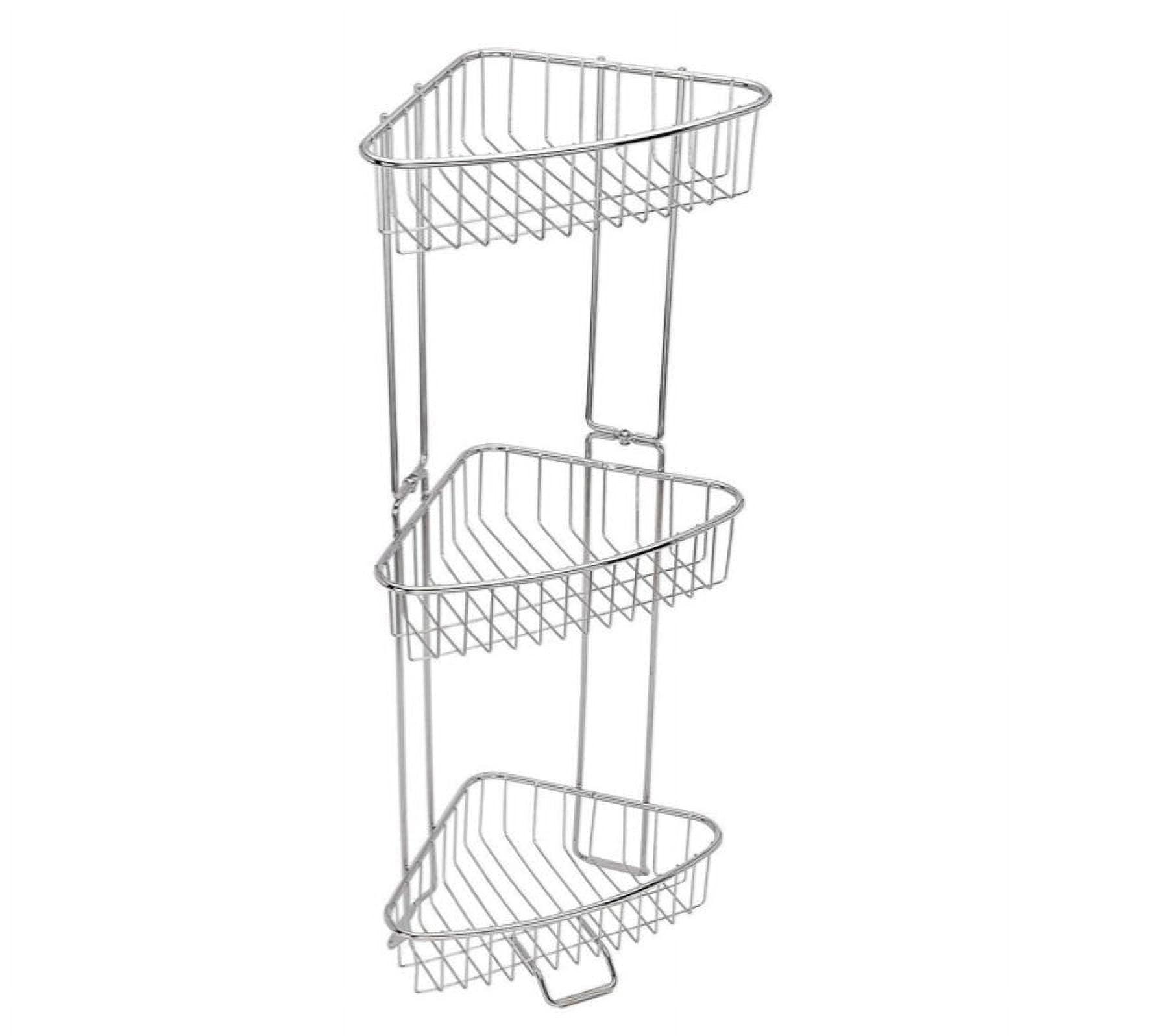 Stainless Steel Freestanding Corner Shower Caddy with Three Tiers