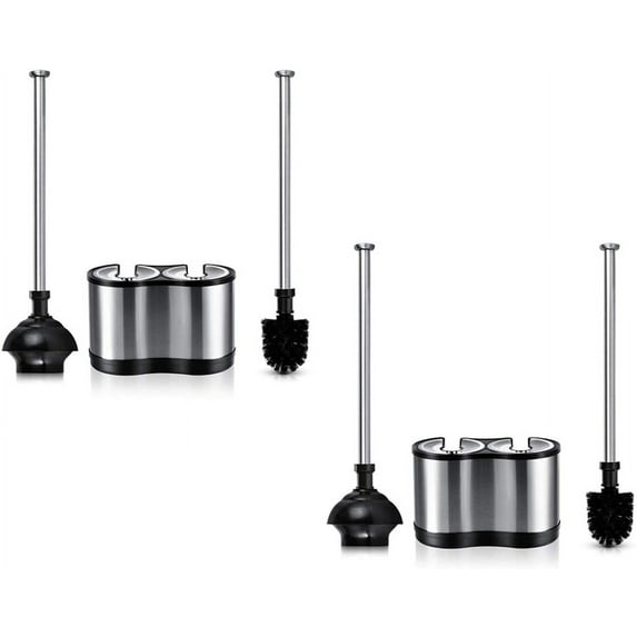 ToiletTree Products Toilet Brush and Plunger Combo Set Stainless Steel, Black 2-Pack