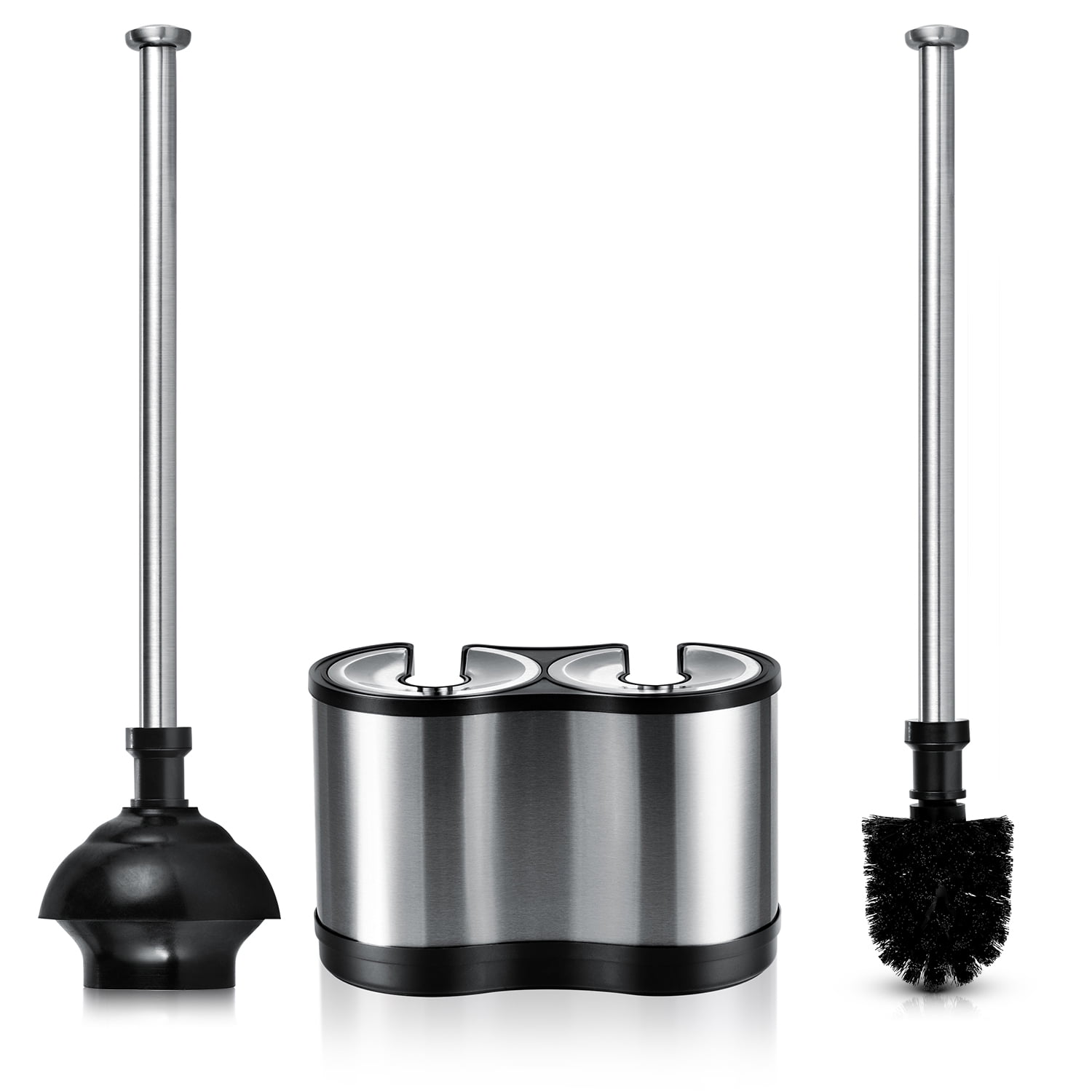 Stainless Steel Toilet Brush and Plunger Combo Set with Holder