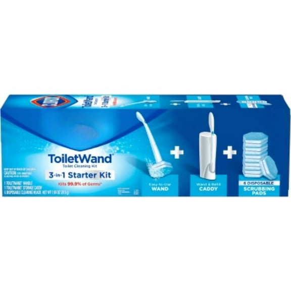ToiletWand Disposable Toilet Cleaning System - ToiletWand Storage Caddy and 6 Refill Heads