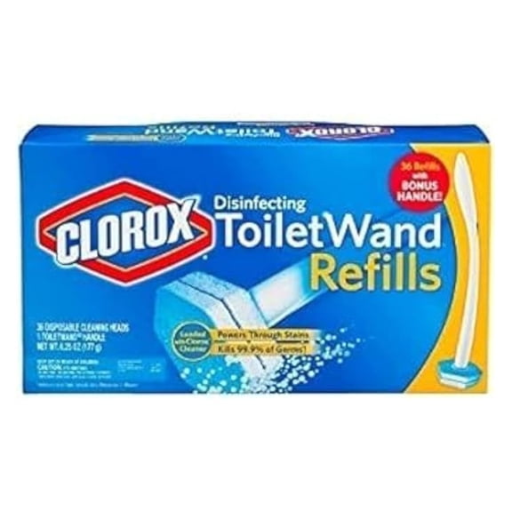 ToiletWand Refills 36 Count + Wand Model 30814 - Disposable Swivel Toilet Cleaning System - Bathroom Bowl Cleaner Heads - Germ Fighting - Easy Swish & Toss