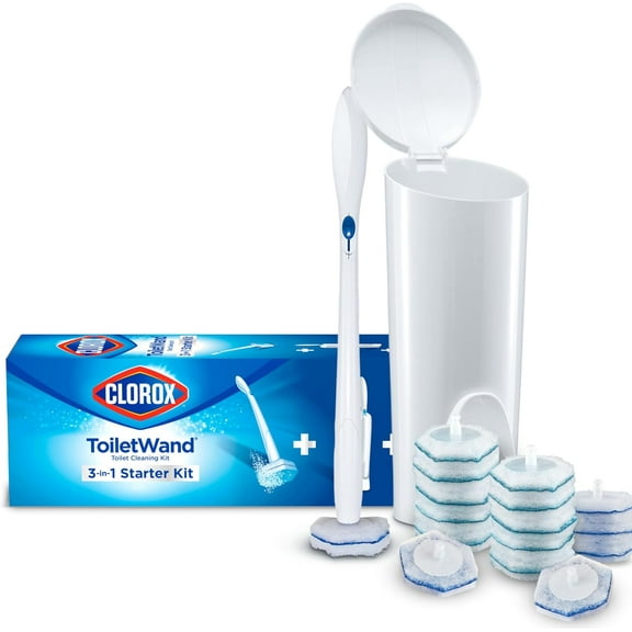 ToiletWand Toilet Bowl Cleaner- Brush, Storage Caddy and 16 Disinfecting Refill Heads