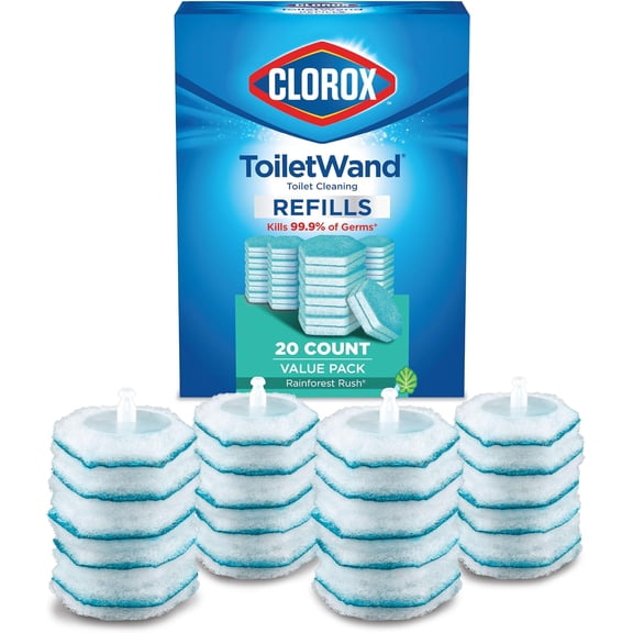 ToiletWand Toilet Cleaner Refills, brush, Rainforest Rush, 20 Count