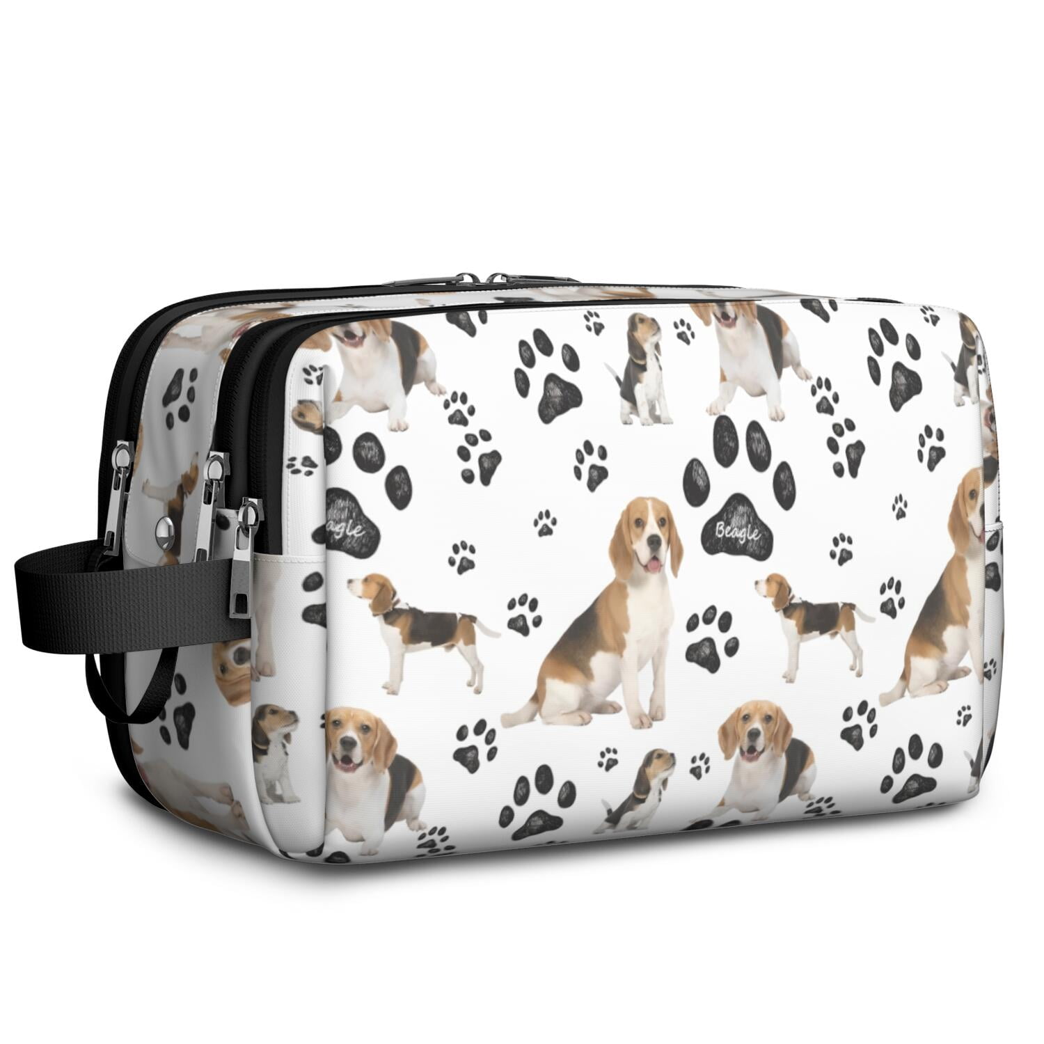 Toiletries Bag,Beagle Dog and Footprints Mens Womens Toiletry Bag Bathroom Bag,Waterproof Toiletry Travel Bag Dopp Kit Shaving Bag 11x6.3x5.1 Inch