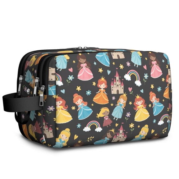 Toiletries Bag,Black Princess Castle Pattern Mens Womens Toiletry Bag Bathroom Bag,Waterproof Toiletry Travel Bag Dopp Kit Shaving Bag 11x6.3x5.1 Inch