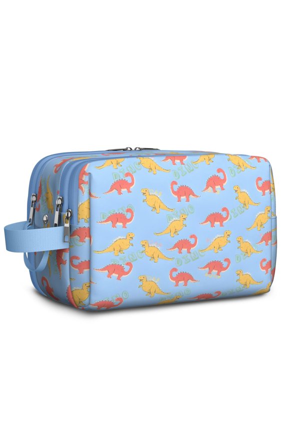 Toiletries Bag,Blue Background Dinosaur Pattern Mens Womens Toiletry Bag Bathroom Bag,Waterproof Toiletry Travel Bag Dopp Kit Shaving Bag 11x6.3x5.1 Inch