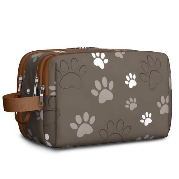 Toiletries Bag,Brown Dog Paw Footprint Mens Womens Toiletry Bag Bathroom Bag,Waterproof Toiletry Travel Bag Dopp Kit Shaving Bag 11x6.3x5.1 Inch
