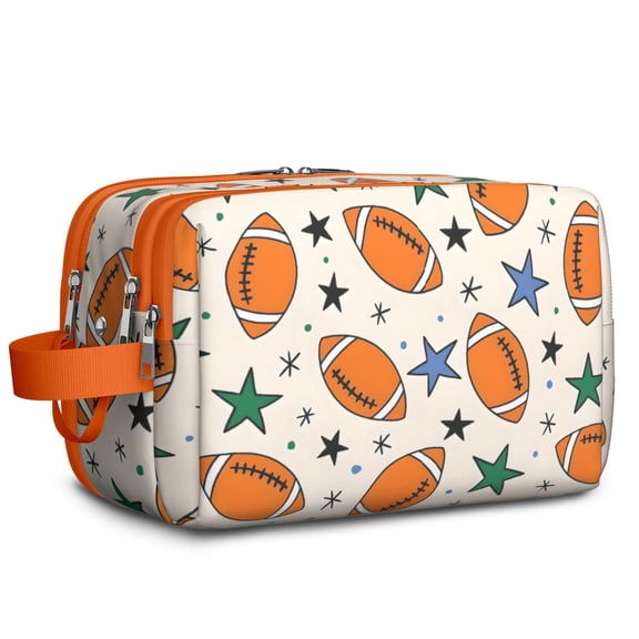 Toiletries Bag,Colorful Footballs and Stars Pattern Mens Womens Toiletry Bag Bathroom Bag,Waterproof Toiletry Travel Bag Dopp Kit Shaving Bag 11x6.3x5.1 Inch