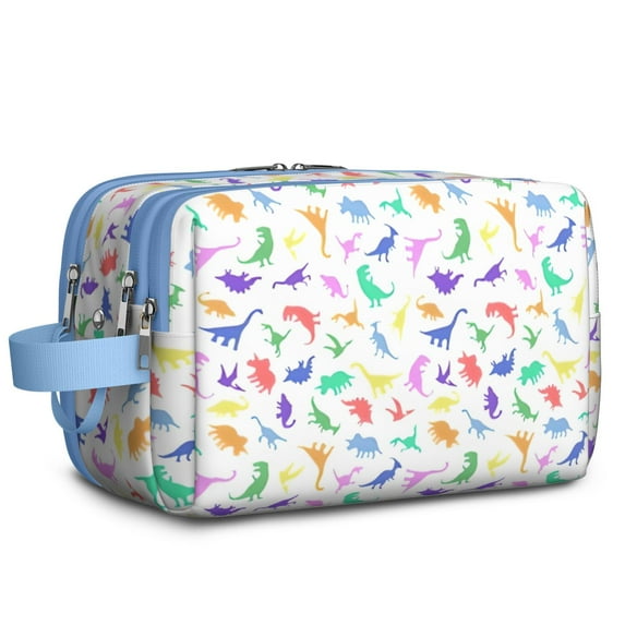 Toiletries Bag,Colorful Gradient Dinosaurs Silhouettes Pattern Mens Womens Toiletry Bag Bathroom Bag,Waterproof Toiletry Travel Bag Dopp Kit Shaving Bag 11x6.3x5.1 Inch