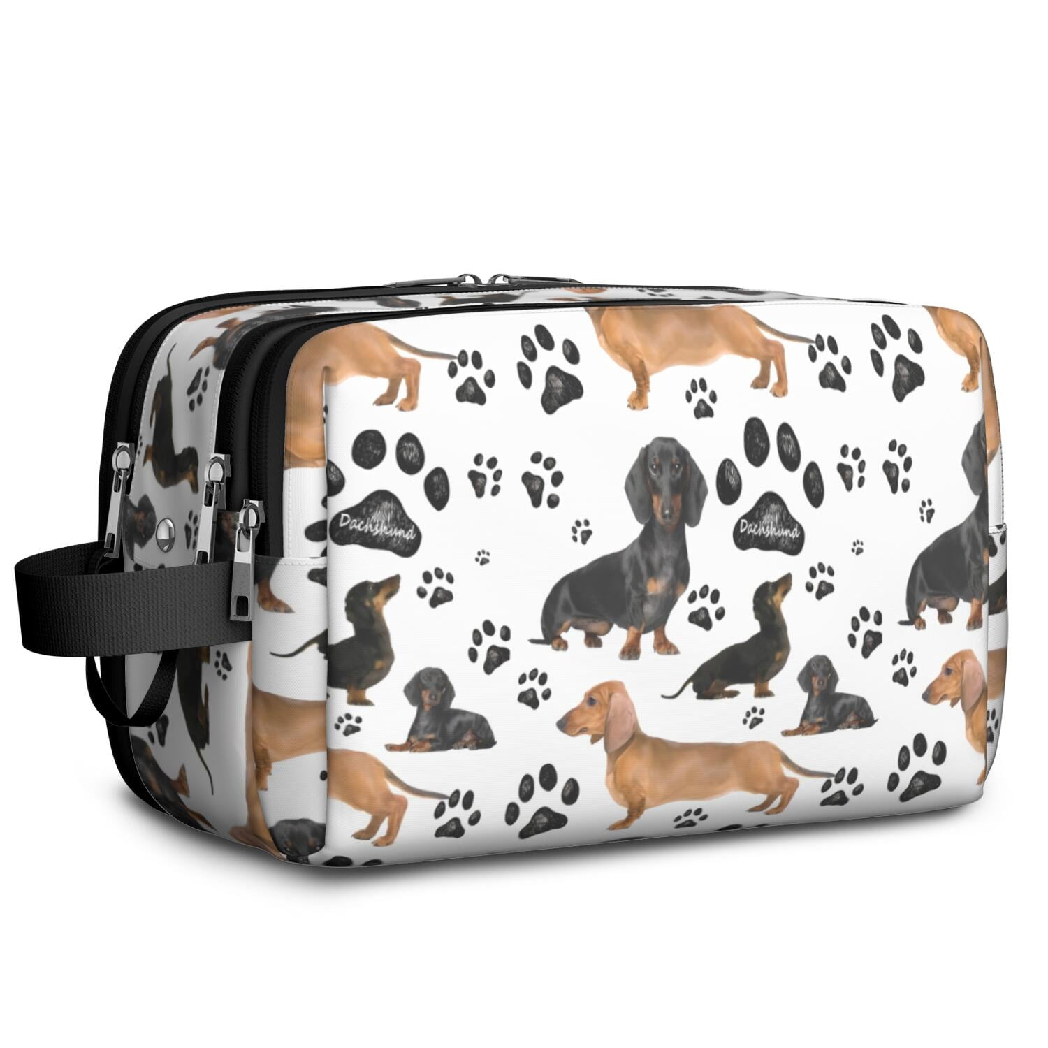 Toiletries Bag,Dachshund Footprint Mens Womens Toiletry Bag Bathroom Bag,Waterproof Toiletry Travel Bag Dopp Kit Shaving Bag 11x6.3x5.1 Inch