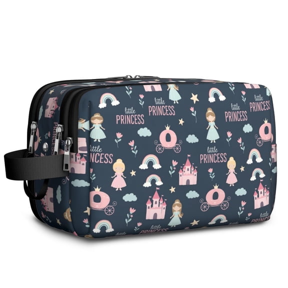 Toiletries Bag,Dark Blue Little Princess Pattern Mens Womens Toiletry Bag Bathroom Bag,Waterproof Toiletry Travel Bag Dopp Kit Shaving Bag 11x6.3x5.1 Inch