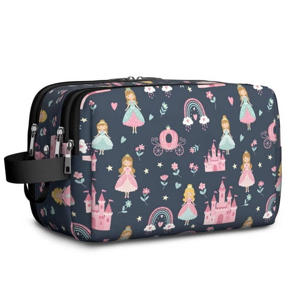 Toiletries Bag,Dark Blue Princess Castle Night Pattern Mens Womens Toiletry Bag Bathroom Bag,Waterproof Toiletry Travel Bag Dopp Kit Shaving Bag 11x6.3x5.1 Inch