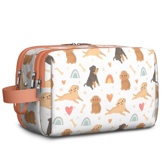Toiletries Bag,Dog Love Rainbow Mens Womens Toiletry Bag Bathroom Bag,Waterproof Toiletry Travel Bag Dopp Kit Shaving Bag 11x6.3x5.1 Inch