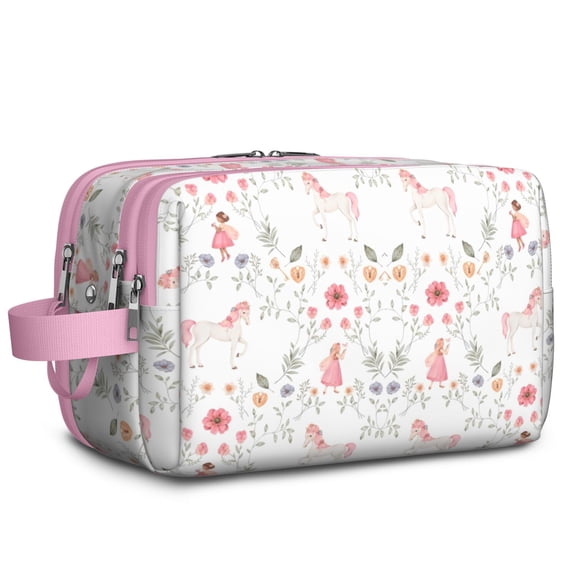 Toiletries Bag,Floral Princess Unicorn Pattern Mens Womens Toiletry Bag Bathroom Bag,Waterproof Toiletry Travel Bag Dopp Kit Shaving Bag 11x6.3x5.1 Inch