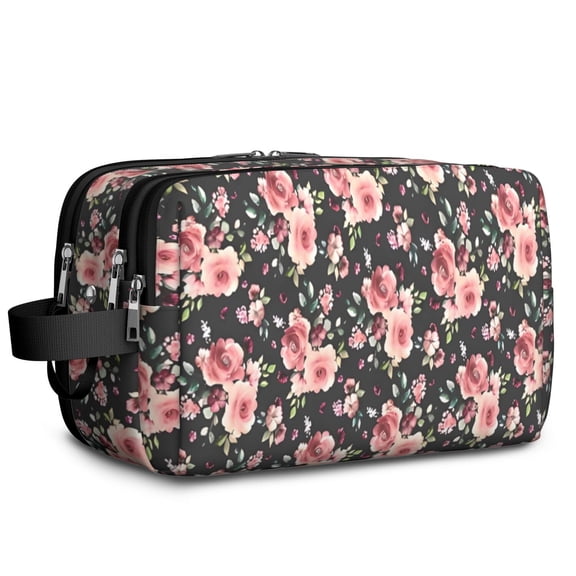 Toiletries Bag,Pioneer Flower Floral Print Pattern Mens Womens Toiletry Bag Bathroom Bag,Waterproof Toiletry Travel Bag Dopp Kit Shaving Bag 11x6.3x5.1 Inch