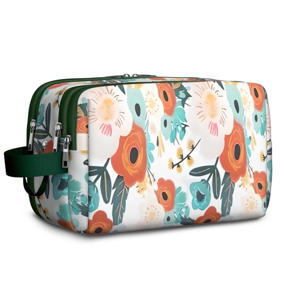 Toiletries Bag,Pioneer Flower Floral Print Pattern Mens Womens Toiletry Bag Bathroom Bag,Waterproof Toiletry Travel Bag Dopp Kit Shaving Bag 11x6.3x5.1 Inch