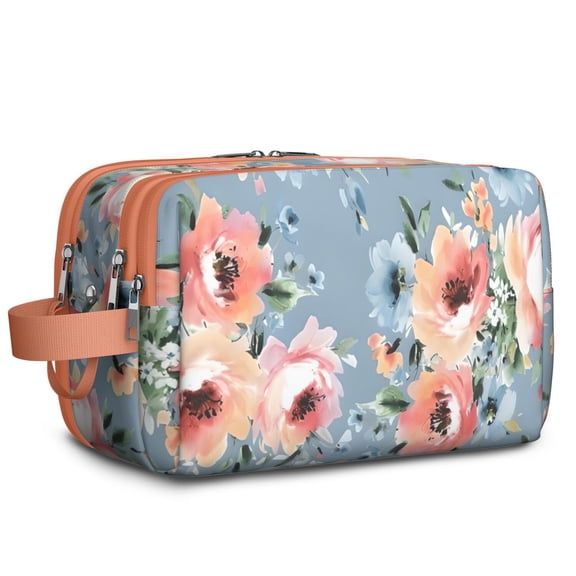 Toiletries Bag,Pioneer Flower Floral Print Pattern Mens Womens Toiletry Bag Bathroom Bag,Waterproof Toiletry Travel Bag Dopp Kit Shaving Bag 11x6.3x5.1 Inch