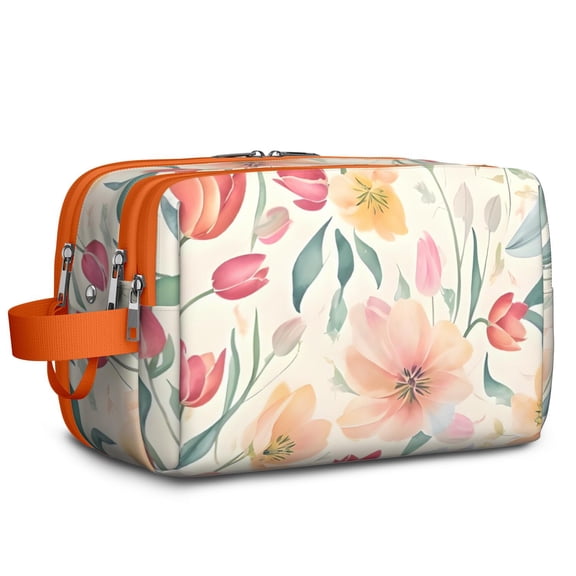 Toiletries Bag,Pioneer Flower Floral Print Pattern Mens Womens Toiletry Bag Bathroom Bag,Waterproof Toiletry Travel Bag Dopp Kit Shaving Bag 11x6.3x5.1 Inch