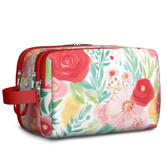 Toiletries Bag,Pioneer Flower Floral Print Pattern Mens Womens Toiletry Bag Bathroom Bag,Waterproof Toiletry Travel Bag Dopp Kit Shaving Bag 11x6.3x5.1 Inch