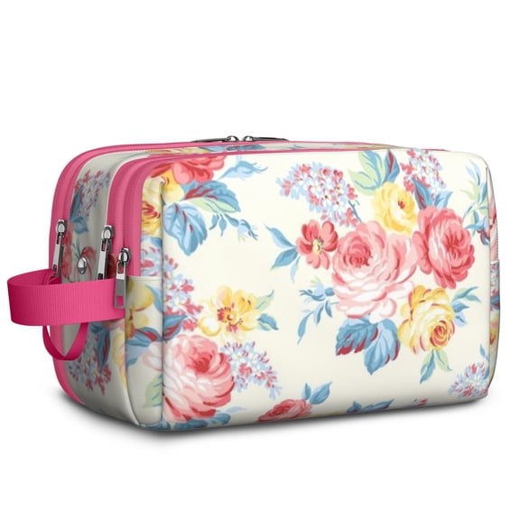 Toiletries Bag,Pioneer Flower Floral Print Pattern Mens Womens Toiletry Bag Bathroom Bag,Waterproof Toiletry Travel Bag Dopp Kit Shaving Bag 11x6.3x5.1 Inch