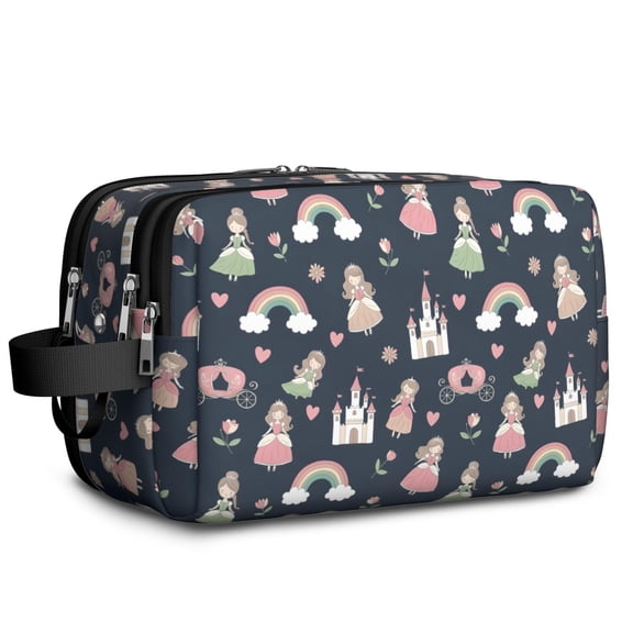 Toiletries Bag,Princess Castle Rainbow Pattern Mens Womens Toiletry Bag Bathroom Bag,Waterproof Toiletry Travel Bag Dopp Kit Shaving Bag 11x6.3x5.1 Inch