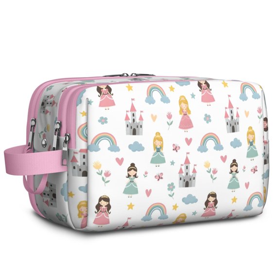 Toiletries Bag,Rainbow Princess Castle Pattern Mens Womens Toiletry Bag Bathroom Bag,Waterproof Toiletry Travel Bag Dopp Kit Shaving Bag 11x6.3x5.1 Inch