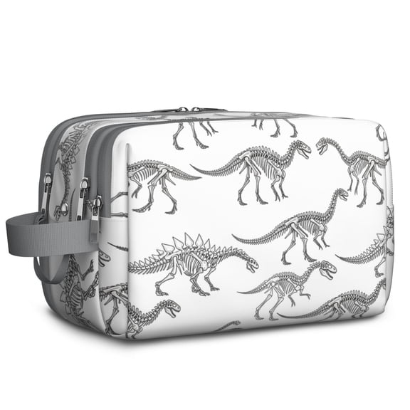 Toiletries Bag,White Cartoon Dinosaurs Skeletons Pattern Mens Womens Toiletry Bag Bathroom Bag,Waterproof Toiletry Travel Bag Dopp Kit Shaving Bag 11x6.3x5.1 Inch