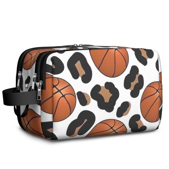 Toiletries Bag,White Leopard Basketballs Pattern Mens Womens Toiletry Bag Bathroom Bag,Waterproof Toiletry Travel Bag Dopp Kit Shaving Bag 11x6.3x5.1 Inch