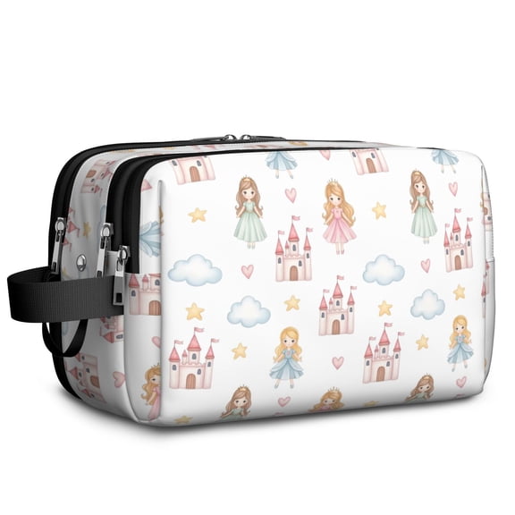 Toiletries Bag,White Princess Castle Pattern Mens Womens Toiletry Bag Bathroom Bag,Waterproof Toiletry Travel Bag Dopp Kit Shaving Bag 11x6.3x5.1 Inch