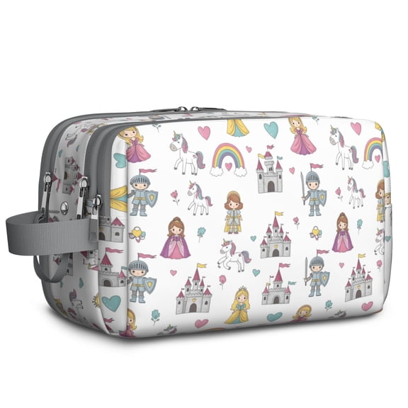 Toiletries Bag,White Princess Knight Pattern Mens Womens Toiletry Bag Bathroom Bag,Waterproof Toiletry Travel Bag Dopp Kit Shaving Bag 11x6.3x5.1 Inch