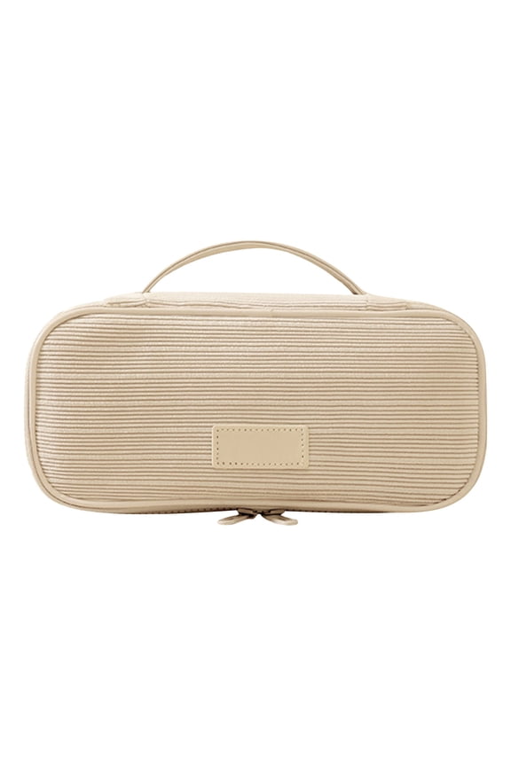 Toiletries Storage Bag Large Capacity Cosmetic Bag with Handle Multifunction Stripe Cosmetic Bags Sweet Color Lipstick Storage Bags for Travel Home