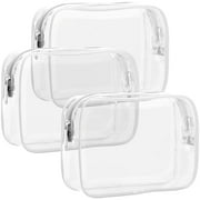 Toiletry Bag 3 Pack Clear Toiletry Bags - Clear Makeup Cosmetic Bags for Women Men, Quart Size Travel Bag, Carry on Airport Airline Compliant Bag, White