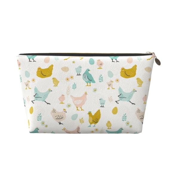 Toiletry Bag, Bohemian Painted Chicken Flowers Leather Waterproof Travel Makeup Cosmetic Bag Organizer, Large Capacity Toiletry Bag for Travel Size Toiletries, Skin Care Bag for Women