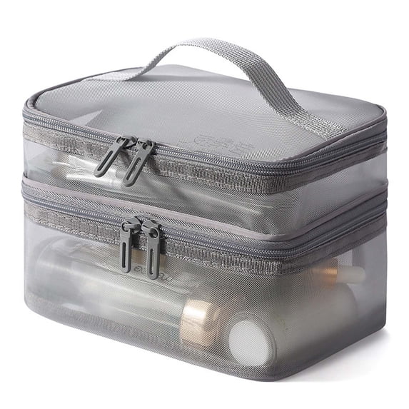 Toiletry Bag Cosmetic Case, Large Capacity, Double Layer, Transparent Travel Organizer, Portable Storage for Bathroom Essentials, Topliu