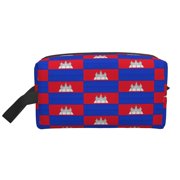 Toiletry Bag For Men Women Cambodian Flag Hanging Dopp Kit Water Resistant Shaving Bag For Traveling