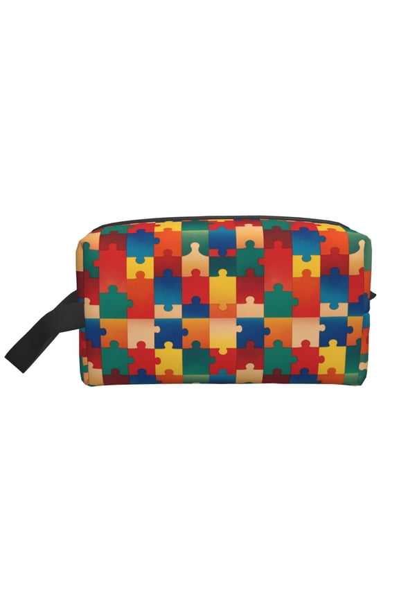 Toiletry Bag For Men Women Puzzle Piece Autism Awareness Hanging Dopp Kit Water Resistant Shaving Bag For Traveling