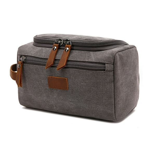 Toiletry Bag For Men Women Shaving Kit Bag Dopp Kit For Men Travel Shaving Bag Flip Cover Mens Toiletry Bag Canvas For Travel - grey