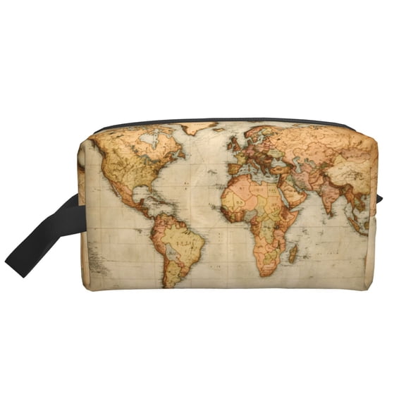 Toiletry Bag For Men Women Vintage Style World Map Hanging Dopp Kit Water Resistant Shaving Bag For Traveling