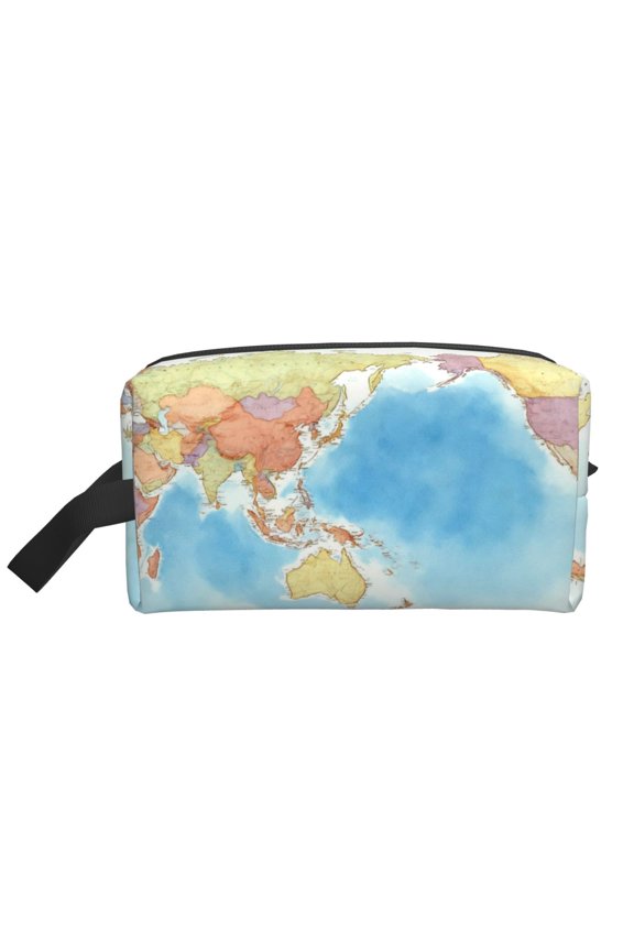Toiletry Bag For Men Women World Map Hanging Dopp Kit Water Resistant Shaving Bag For Traveling