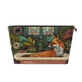 thumbnail image 1 of Toiletry Bag, Fox Bathtub Floral Art Leather Waterproof Travel Makeup Cosmetic Bag Organizer, Large Capacity Toiletry Bag for Travel Size Toiletries, Skin Care Bag for Women, 1 of 8