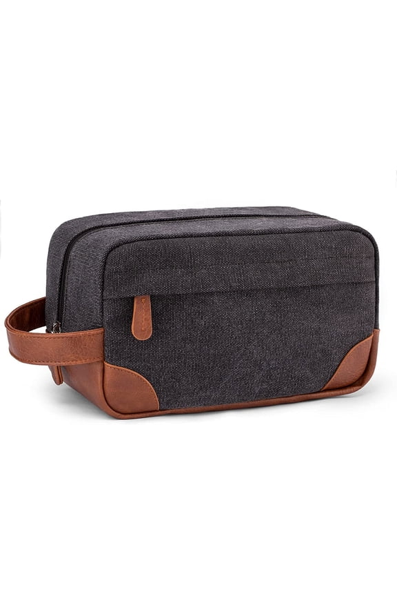 Toiletry Bag Hanging Dopp Kit for Men Water Resistant Canvas Shaving Bag with Large Capacity for Travel- Black