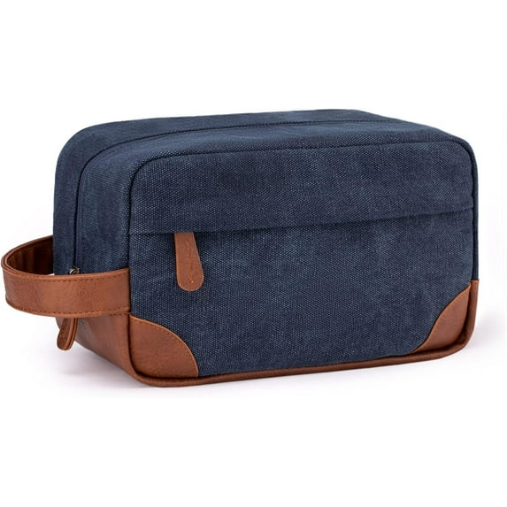 Toiletry Bag Hanging Dopp Kit for Men Water Resistant Canvas Shaving Bag with Large Capacity for Travel - Navy Blue
