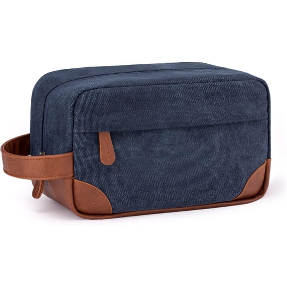 Toiletry Bag Hanging Dopp Kit for Men Water Resistant Canvas Shaving Bag with Large Capacity for Travel - Navy Blue