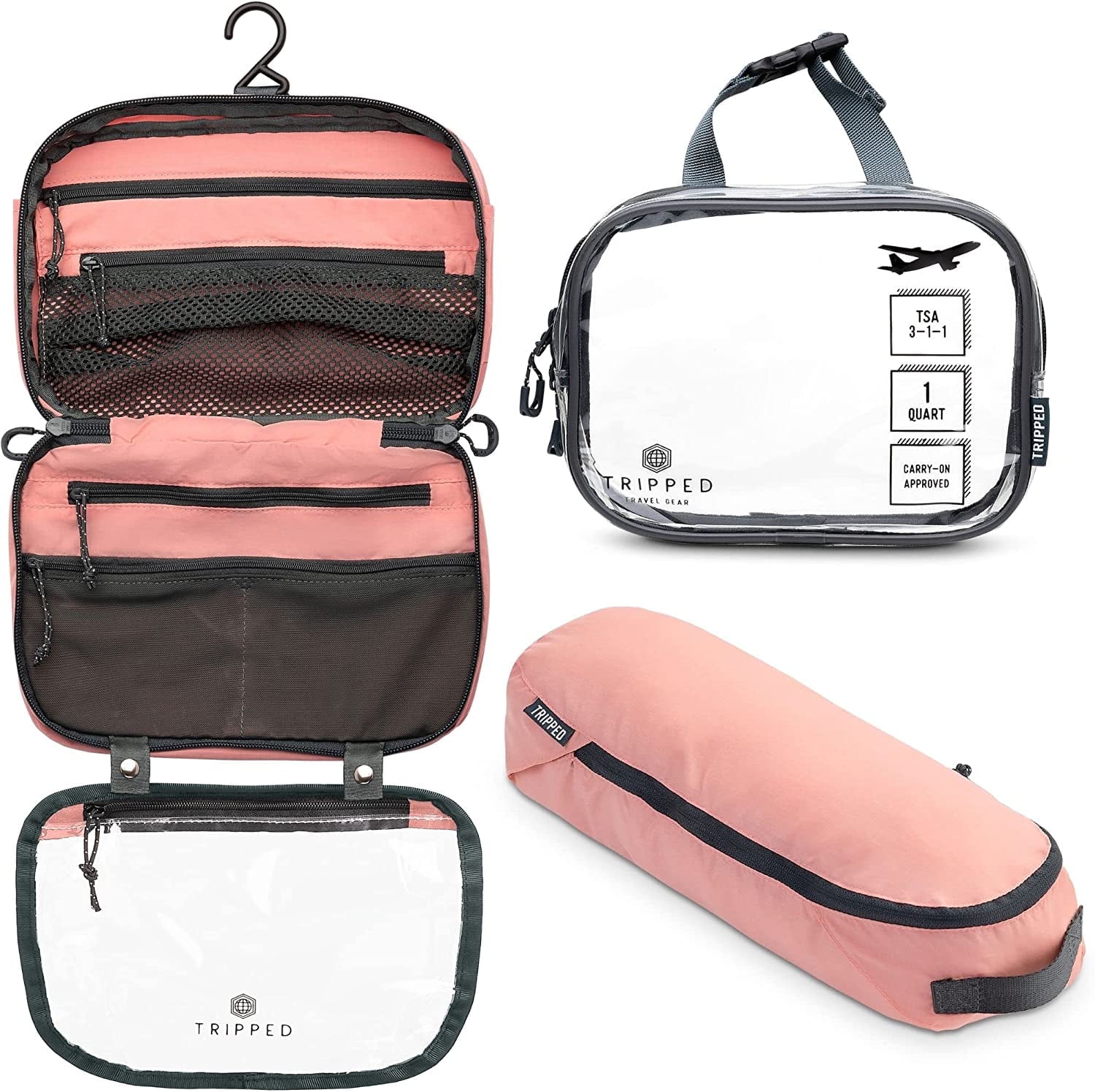 311 travel toiletries bag Toiletry Kit Set: Hanging Toiletry Bag + TSA Cosmetic Liquid Bag + Ultralight Accessory Organizer Pouch (Green) A versatile toiletry bag for women or men that also works as a cosmetic organizer or dopp kit for vacations Hanging Travel Toiletry Bag Set