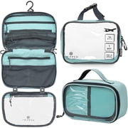 TRIPPED Travel Gear 3-Piece Hanging Travel Toiletry and Makeup Organizer Bag Set, Dusty Teal