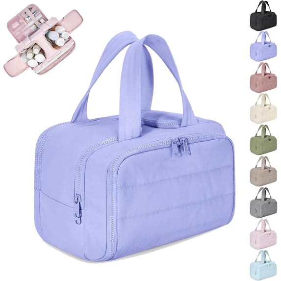 Toiletry Bag, Large Capacity Wide-Open Travel Cosmetic Bag, 4-in-1 Multi-Functional Lightweight Makeup Bags for Women with Handle for Accessories, Essentials, Toiletries